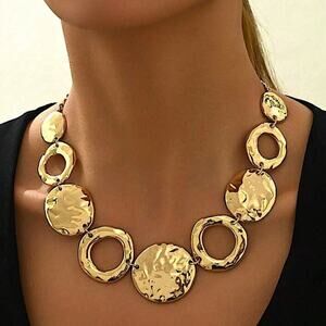 Handmade Gold Contrasting Circles Necklace Choker Stainles…